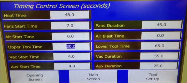 Timing control screen